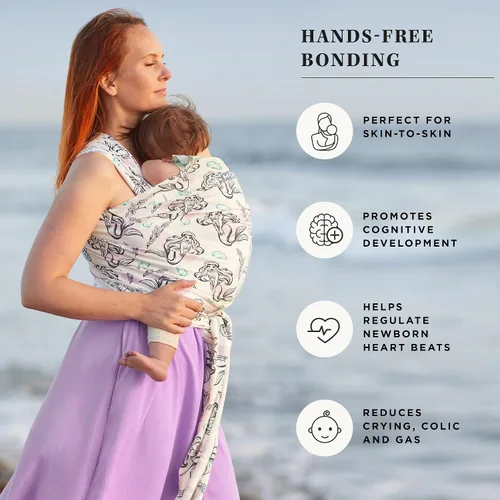 Vista 3 de Portabebés Moby Baby Wrap Featherknit para recién nacidos a niños pequeños (8-15kg), porta bebé tipo cabestrillo, diseño ligero y manos libres