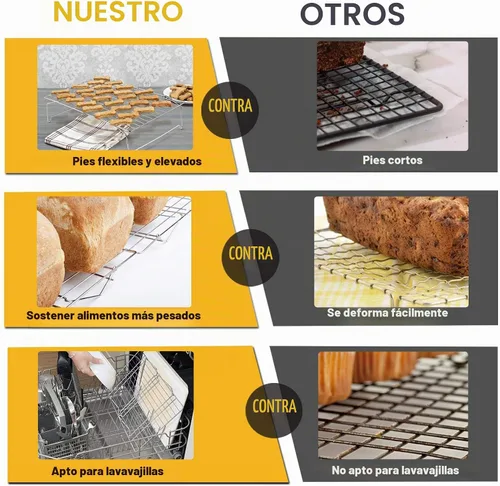 Vista 6 de P&P CHEF Juego de estantes de enfriamiento de 4 niveles, estante apilable