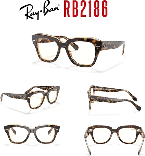 Vista 7 de Ray-Ban State Street RB2186 - Lentes de sol cuadrados para hombre y mujer + paquete con kit de gafas de diseñador iWear