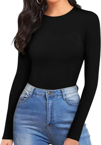 Vista 2 de MANGOPOP Body de manga larga con cuello halter para mujer