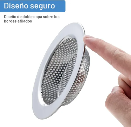 Vista 3 de Honmein 2 Piezas Colador de Fregadero para la Mayoría de Cestas de Drenaje de Fregadero de Cocina, Diseño Seguro de Doble Capa Mejorado Colador