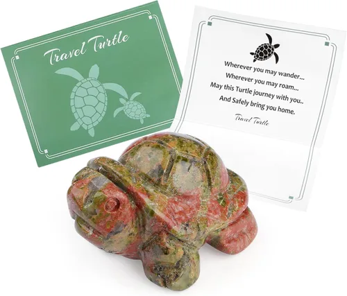 Vista 15 de QINJIEJIE Figuras de tortuga de viaje de cristal de amatista, cristales curativos, el mejor regalo de viaje para mujeres, hombres, viajeros, amantes