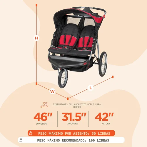 Vista 3 de Baby Trend Expedition® Cochecito Doble para Correr, Cantennial