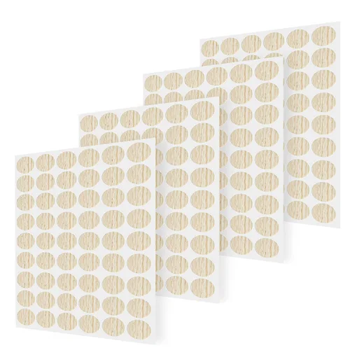 Vista 7 de Waziaqoc 216 calcomanías autoadhesivas para tapas de tornillos, color caqui 4-hojas de mesa, PVC, a prueba de polvo, pegatinas redondas