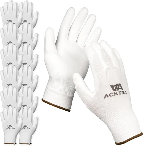 Vista 13 de ACKTRA Guantes de trabajo de seguridad ultrafinos de poliuretano 12 pares, WG002 negro/negro, XS