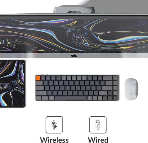 Vista 2 de Keychron K7 - Teclado mecánico ultra delgado con 65% de diseño 68 teclas inalámbrico Bluetoothcon cable, intercambiable en caliente con interruptor