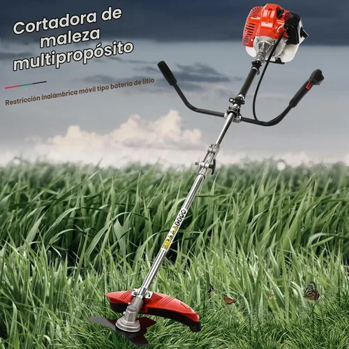 Vista 6 de Cortadora de malezas a gas inalámbrica 2 en 1, desbrozadora de 52cc de 2 ciclos con mango antideslizante, cortadora de cepillo, herramientas