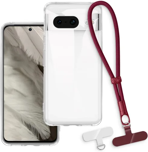 Vista 17 de Estuche y correa de muñeca para Pixel 8 - transparente+negro Funda protectora 2 en 1 para teléfono de 6.2 pulgadas con cordón desmontable y Funda