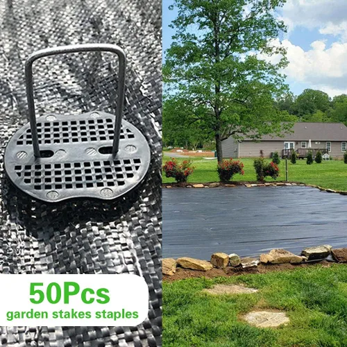 Vista 6 de 50 Estacas Grapas de Jardín + 50 Juntas, Bakulyor Grapas de Paisajismo de Jardín de 6 Pulgadas Calibre 11 en Forma de U Galvanizadas, Pasadores