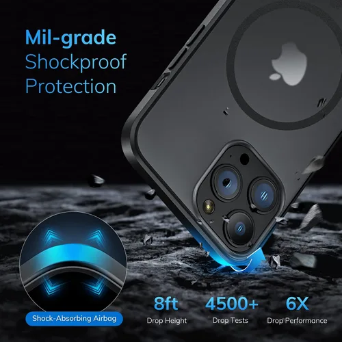 Vista 4 de ORIbox Funda magnética compatible con iPhone 14 Pro Max [probada contra caídas de grado militar y compatible con MagSafe], ultradelgada platino