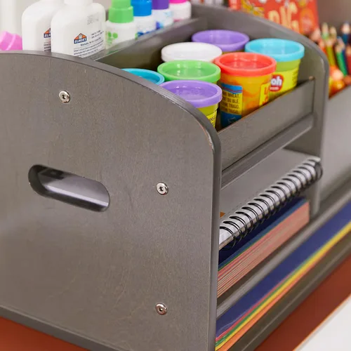 Vista 9 de ECR4Kids Centro de almacenamiento de suministros de mesa, organizador para profesores, lavado gris Gris (Grey Wash)