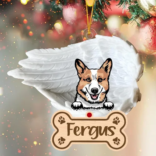 Vista 103 de Adorno de perro afgano de 1 ángel, adorno acrílico 2D personalizado conmemorativo para perros, regalo por pérdida de mascotas, regalo