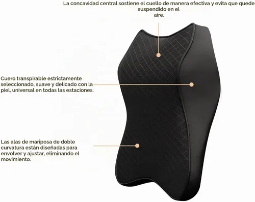 Vista 6 de Cojines para reposacabezas de asiento de automóvil, almohada ergonómica de espuma viscoelástica 3D para el cuello del auto con funda extraíble Negro