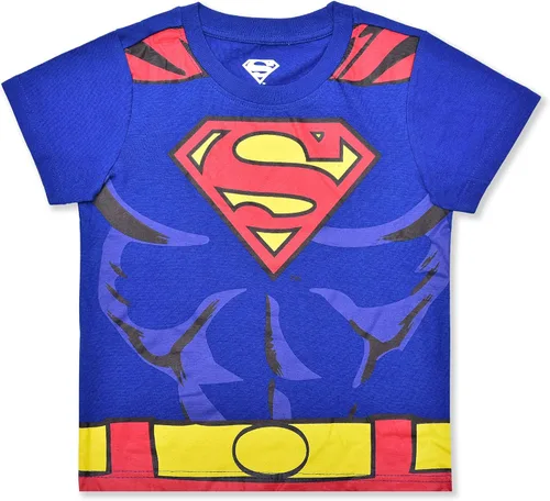 Vista 2 de DC Comics Superman - Conjunto de camiseta y pantalones cortos para niños pequeños y pequeños, azulrojo