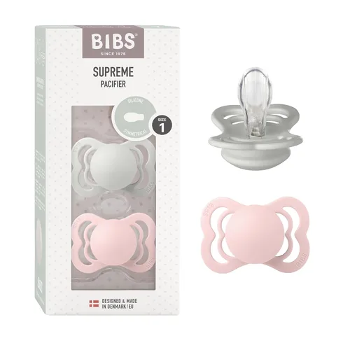 Vista 23 de BIBS Supreme Chupete para Bebé Paquete de 2 Hecho en Dinamarca Chupete Tranquilizador Sin BPA, Pezón Simétrico. Silicona, Talla 1 (0-6 Meses)