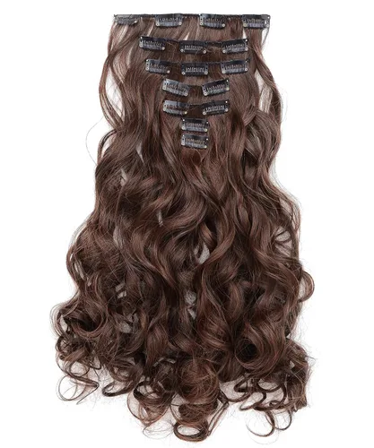 Vista 13 de OneDor® Extensiones de cabello sintético rizado de 20 pulgadas, 7 unidades, 4.53 oz (#99J rojo vino)