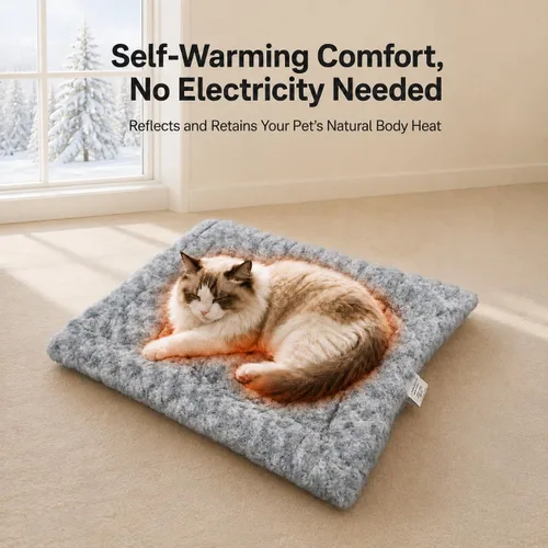Vista 5 de Cama autocalentable para mascotas para gatos de interior y perros pequeños