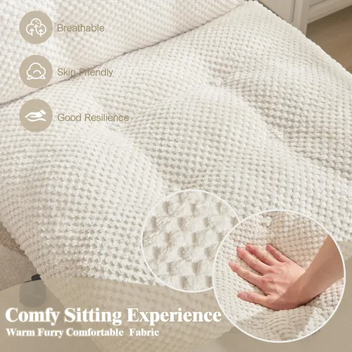 Vista 4 de Silla cruzada con ruedas más anchas y gruesas, silla de oficina con patas cruzadas, cómoda, ajustable, giratoria, color blanco