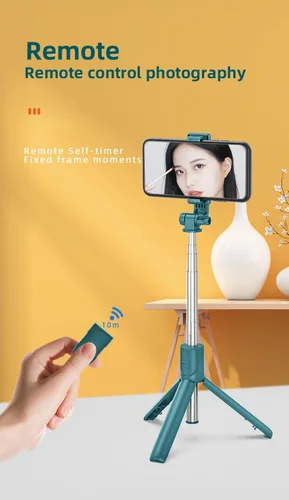 Vista 7 de Tianle Palo selfie, trípode para selfie stick 4 en 1, extensible y portátil, soporte de trípode estable con control remoto inalámbrico desmontable