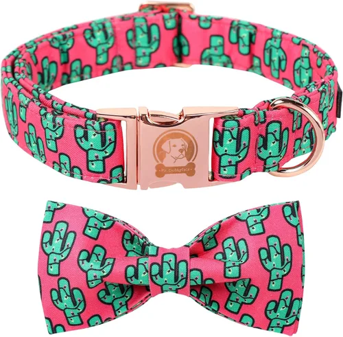 Vista 7 de MR. CHUBBYFACE - Collar de perro de San Valentín con corbatín, lindo collar de perro con corazón azul con hebilla de metal, collar de algodón