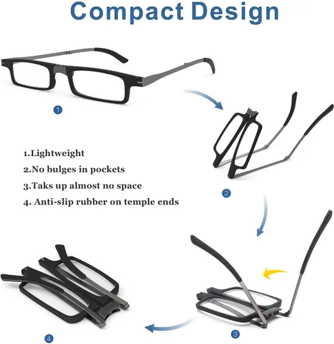 Vista 3 de Missfive Credit Card Thin Folding Reading Glasses for Men Women - Foldable Travel Pocket Readers That Fit in a Wallet