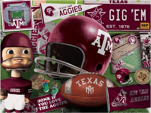 Vista 3 de YouTheFan NCAA Texas A&M Aggies - Rompecabezas de la serie retro, 500 piezas, tamaño grande