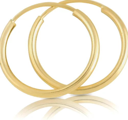 Vista 6 de Arracadas de oro amarillo de 14 quilates para mujer de 1 mm - 15 mm de grueso 10 mm - 60 mm de diámetro