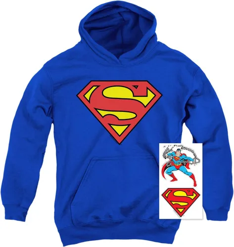 Vista 2 de Superman Logo S Shield - Sudadera con capucha y calcomanías para niños, talla S, A. Real