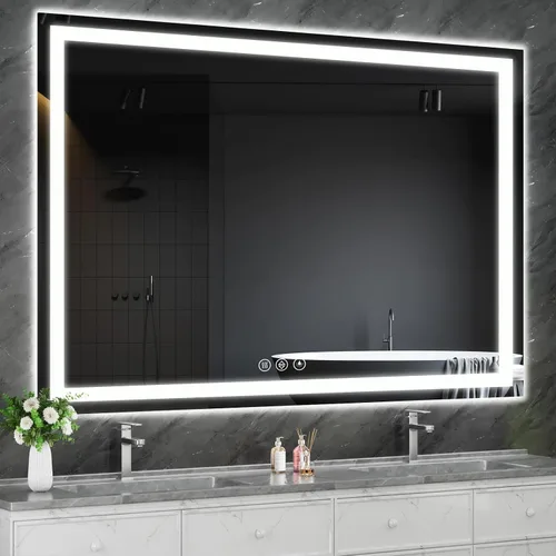 Vista 36 de Koonmi Espejo de baño LED 38x26 con luz, antivaho y 3