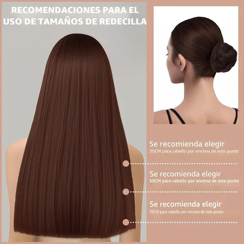 Vista 4 de Teenitor Juego de accesorios para el cabello, incluye 40 redes invisibles para recital de ballet y 80 pines para hacer moños, marrón, 3 tamaños