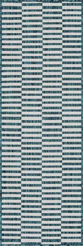 Vista 49 de Unique Loom Outdoor Striped Collection - Alfombra a rayas (4' 1" x 6' 1" Rectángulo, azul/marfil)