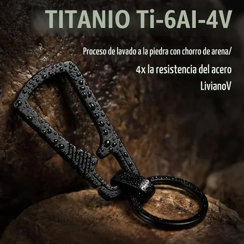 Vista 2 de Llavero con mosquetón de titanio KeyUnity, organizador EDC de liberación rápida con llavero KM04BK