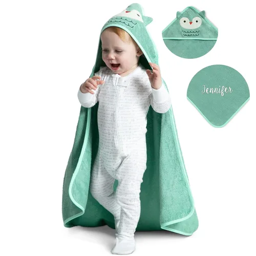 Vista 12 de Delta Children Toalla de baño con capucha personalizada para bebé/lactante - Super suave y absorbente - Esencial para recién nacido - Regalo ideal