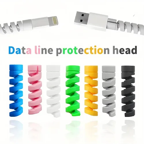 Vista 2 de Protector de cable de silicona de 16 piezas, organizador de cable enrollador en espiral para cargador USB, cubierta de protección de línea de datos