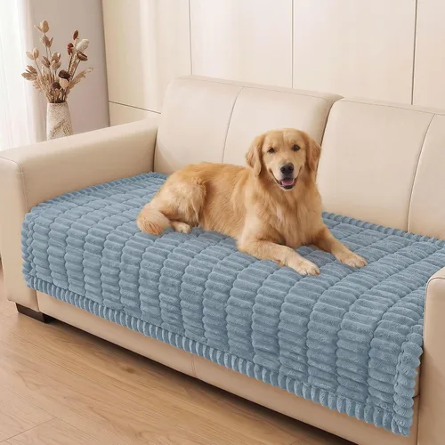 Vista 30 de Smiry - Funda para sofá para perros lavable, fundas para sofá de mascotas no deslizantes y peludas para sofá de 3 cojines, aptas para mascotas