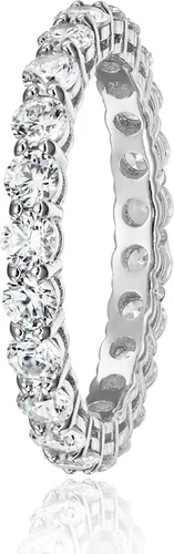 Vista 70 de Amazon Essentials Anillo de plata de ley chapada en platino o oro con circonita cúbica redonda de elementos infinitos