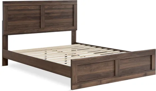 Vista 10 de KISLOT Juego de dormitorio de 3 piezas, marco de cama y 2 mesitas de noche Nogal