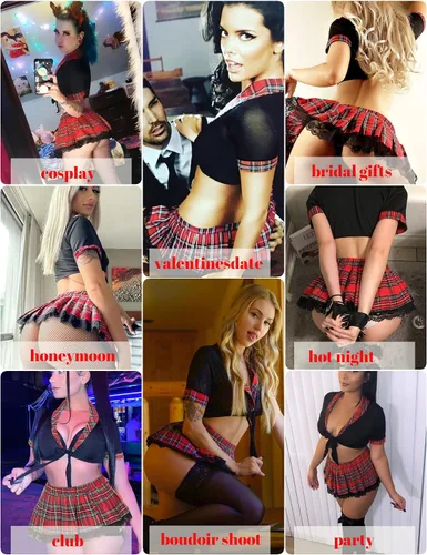 Vista 3 de ADOME - Conjunto de lencería sexy para mujer, diseño de colegiala, estudiante, para juegos de roles