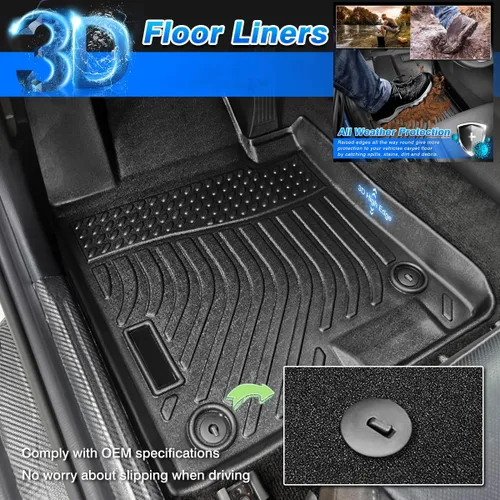 Vista 2 de Cartist Alfombrillas personalizadas para VW Atlas 2018-2025 2026 (asientos de banco de 7 pasajeros), juego completo de 3 filas para accesorios