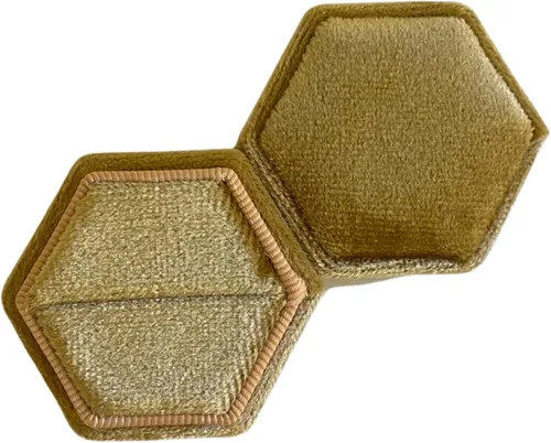 Vista 14 de Caja de anillo hexagonal de terciopelo, 1 ranura para compromiso y ceremonia de boda, exhibición plana y almacenamiento (azul claro)