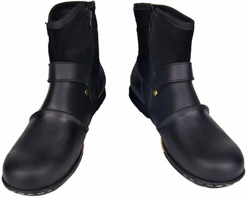 Vista 3 de XBTEVUDAK Botas de senderismo retro para hombre, clásicas, transpirables, ligeras, antideslizantes, con cremallera, botas vaqueras