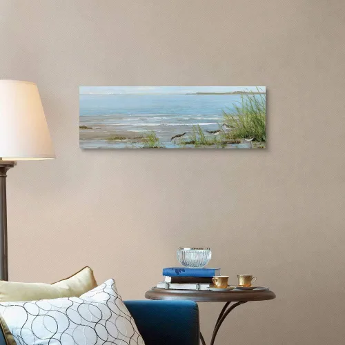 Vista 3 de Lienzo decorativo para pared, diseño de pájaro, diseño de playa de sandpiper