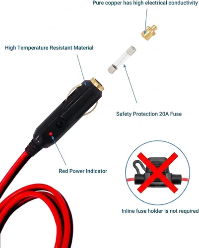 Vista 3 de Paquete de 2 enchufes macho a encendedor de cigarrillos macho de 12 V de alta resistencia, enchufe de repuesto de adaptador de corriente