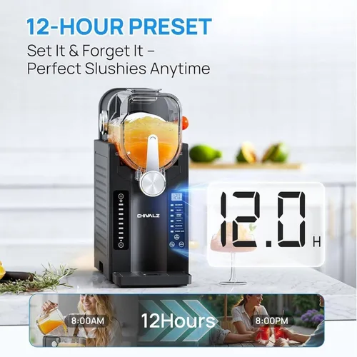 Vista 3 de Máquina profesional de granizado de 1.6 L, máquina de bebidas de acero inoxidable con 6 programas preestablecidos, limpieza automática, perfecta