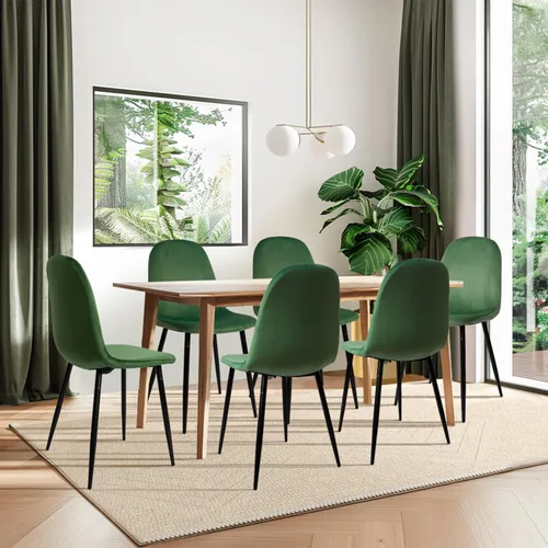 Vista 2 de CangLong Sillas modernas de terciopelo con patas de metal para sala, dormitorio, restaurante, comedor, juego de 4, verde oscuro