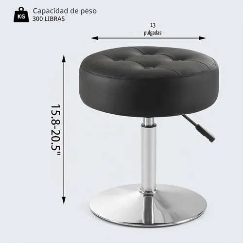 Vista 3 de Gitrah - Taburete de tocador negro, giratorio, ajustable, cómodo taburete de maquillaje