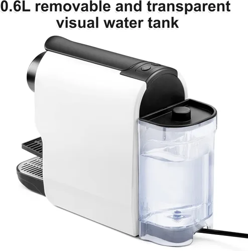 Vista 5 de beanglass Mini máquina de café expreso compatible con cápsulas NS Original Line, cafetera compacta de cápsulas con bomba de alta presión de 20