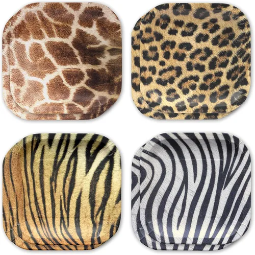 Vista 9 de Havercamp Vasos de fiesta Jungle Safari (16 tazas). Vasos de papel grandes de 12 onzas. Auténtico, foto-realista estampado de animales de la selva.
