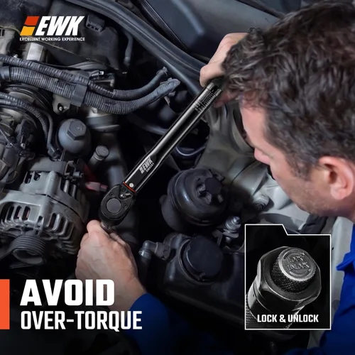 Vista 4 de EWK Llave dinamométrica de clic de 1/4" de 10-150 in-lb (1.13–16.95 Nm)