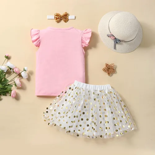 Vista 8 de CBNRLOPOP Toddler Kids Baby AnnouncementPromoted to Big Sister Outfits Long Sleeve T-Shirt Tank Top Dot Mesh Tutu Skirt